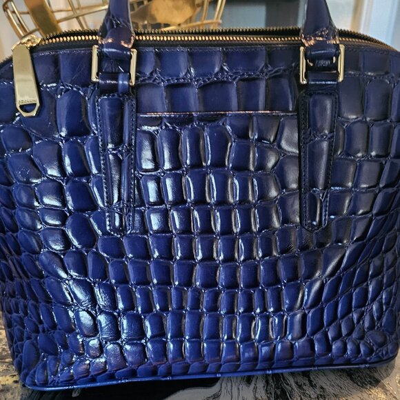Brahmin Vivian Dome Satchel Blue Croc Embossed Leather - Picture 5 of 5